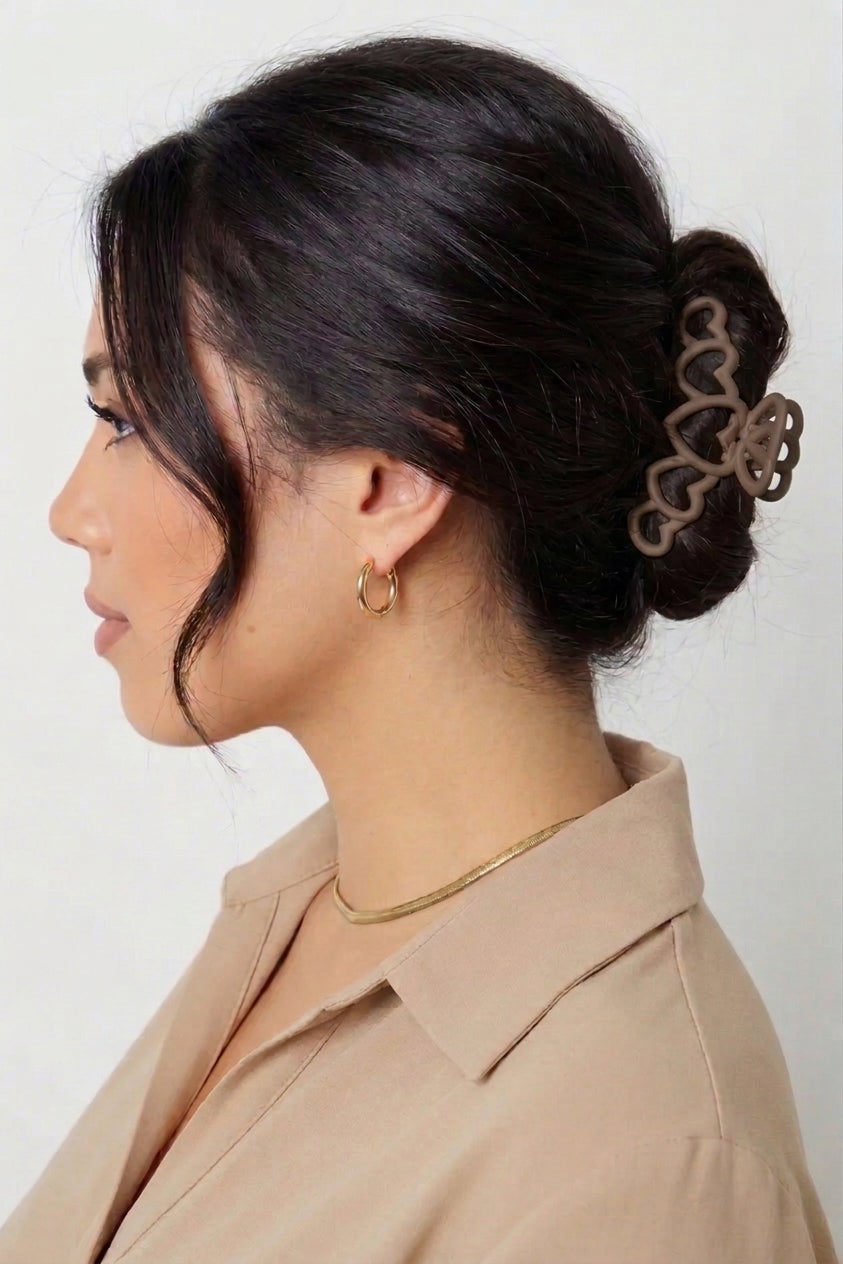 Haarclip Hearts | Bruin
