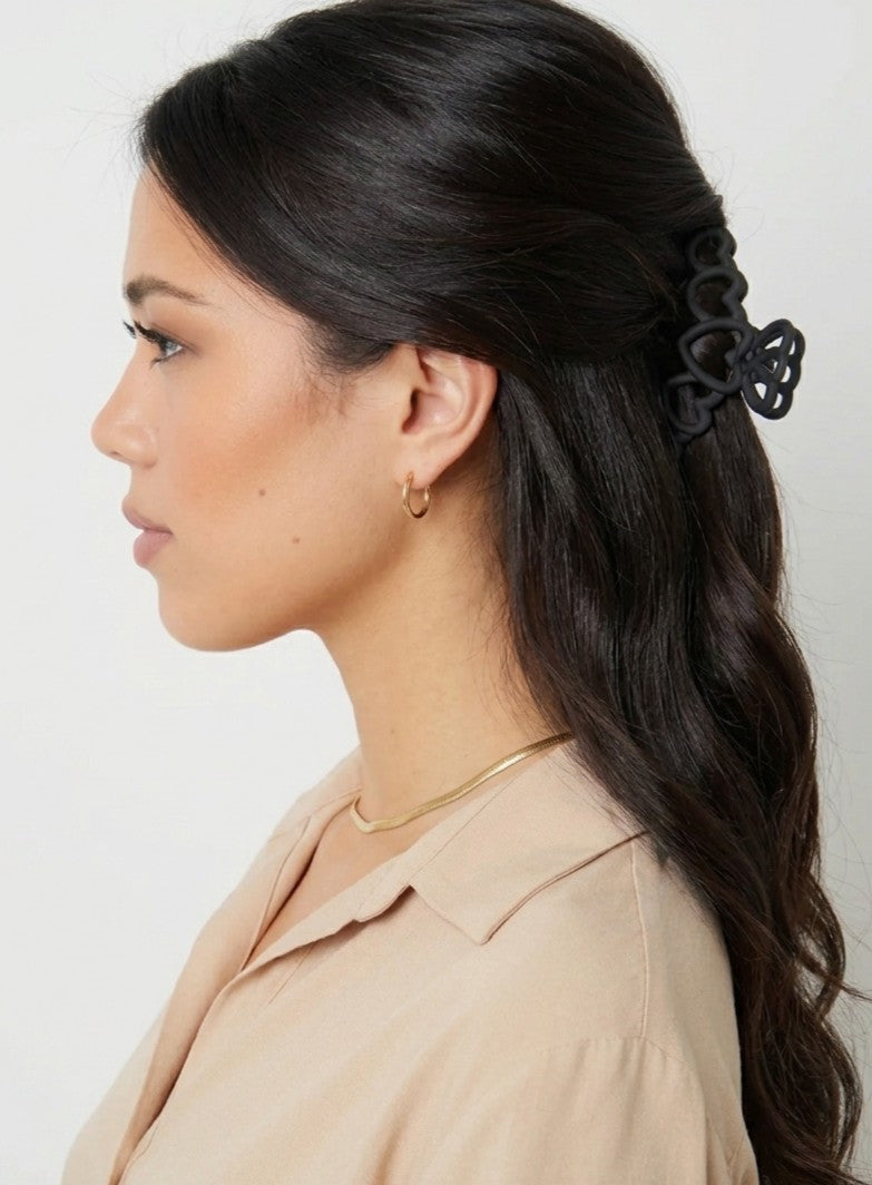 Haarclip Hearts | Zwart